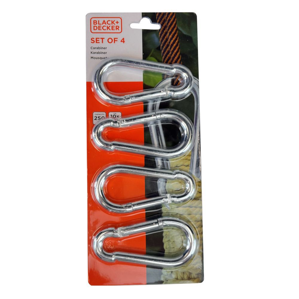 Karabiner-Set mit Haken, 4 Stück – Black+Decker