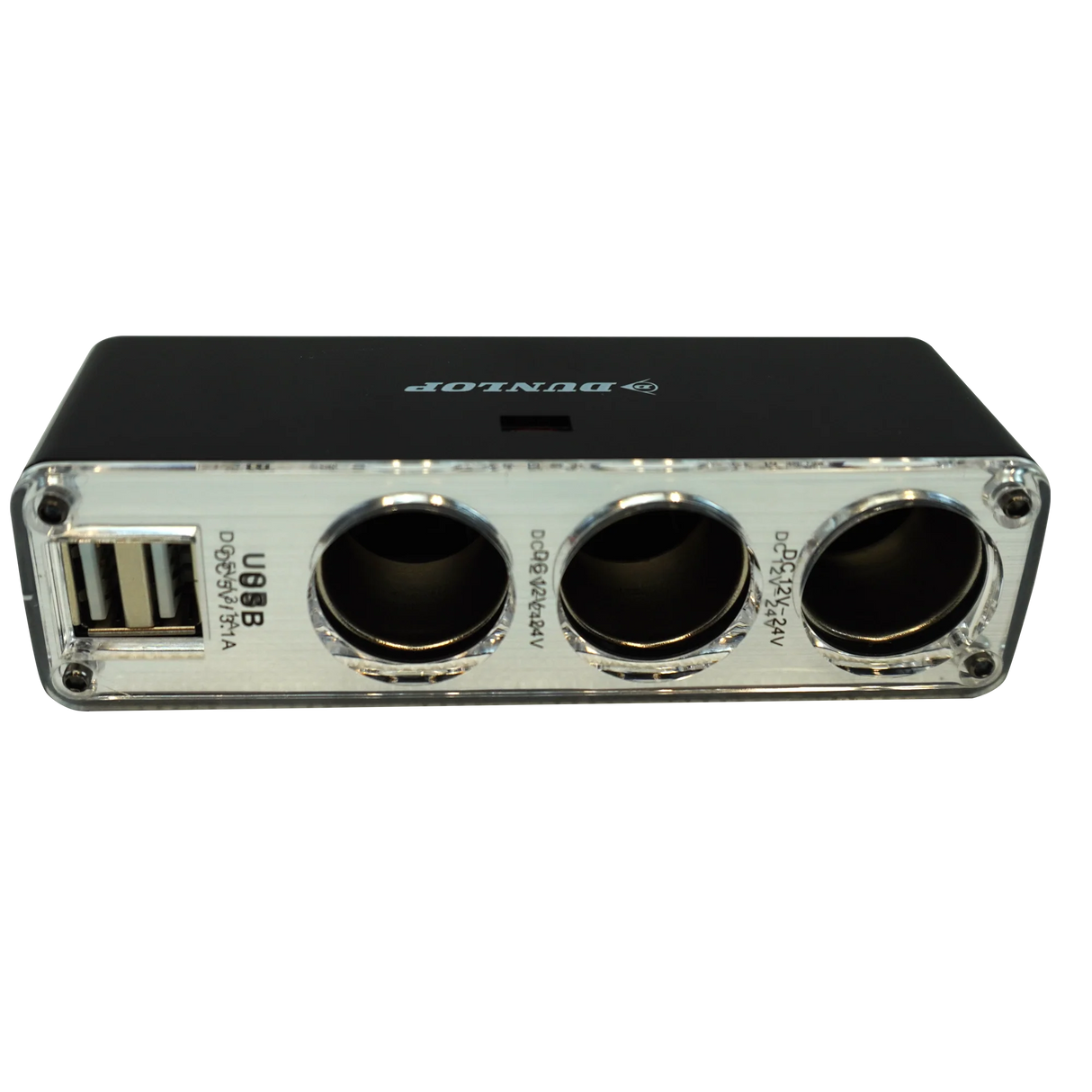 3-Socket Car Cigarette Lighter Adapter with 2 USB Ports