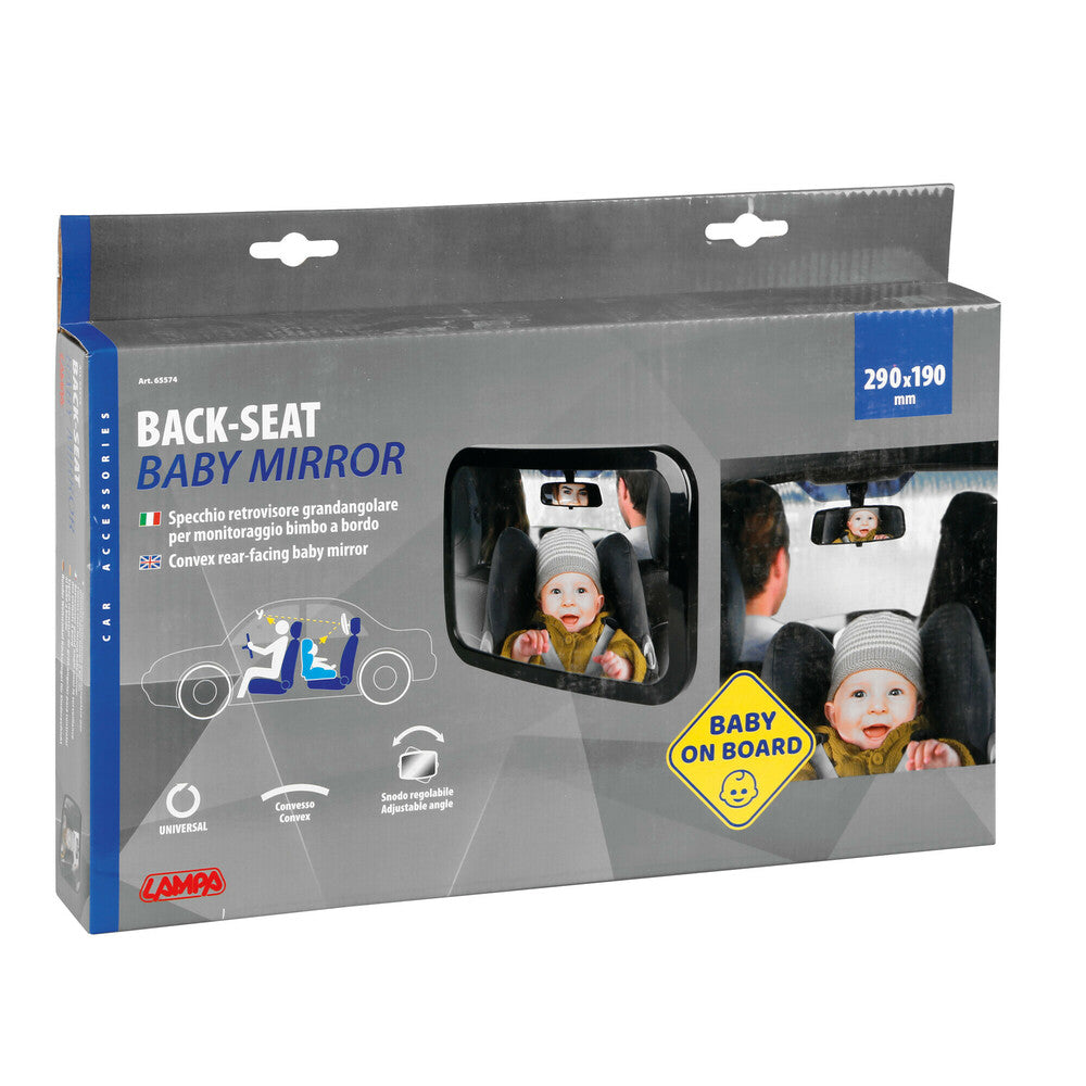 360° Rear Seat Baby Mirror for Headrest, 290×190 mm