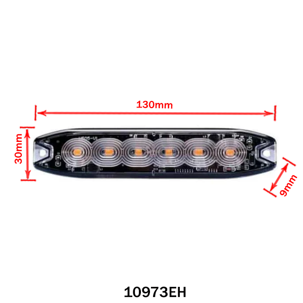 Slim Amber Strobe Light 6LED 19 Modes – Auxiliary Warning Lamp