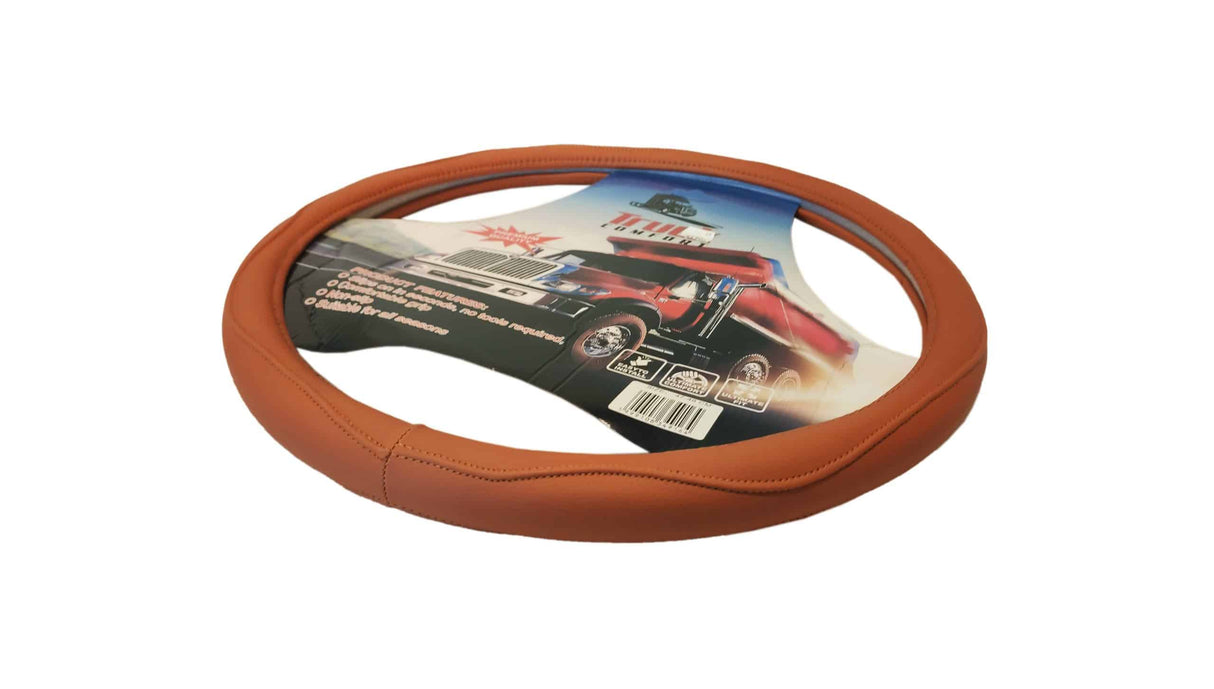 Stitched Leather-Look Steering Wheel Cover