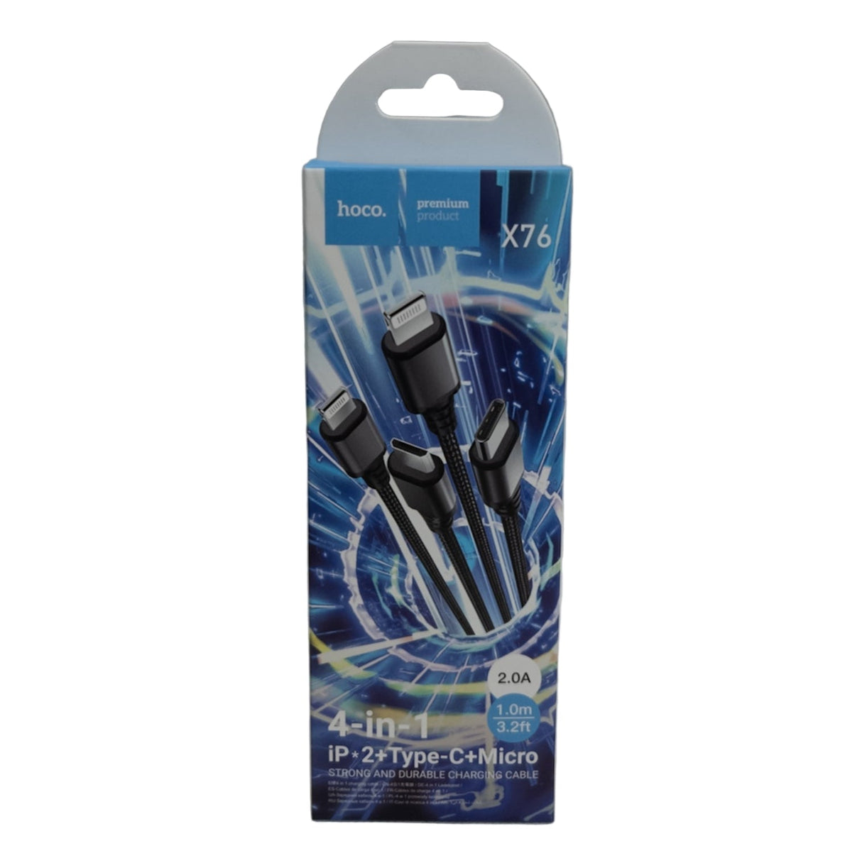 Hoco X76 4-in-1 USB Cable (Lightning/Type-C/Micro USB) 1m Black