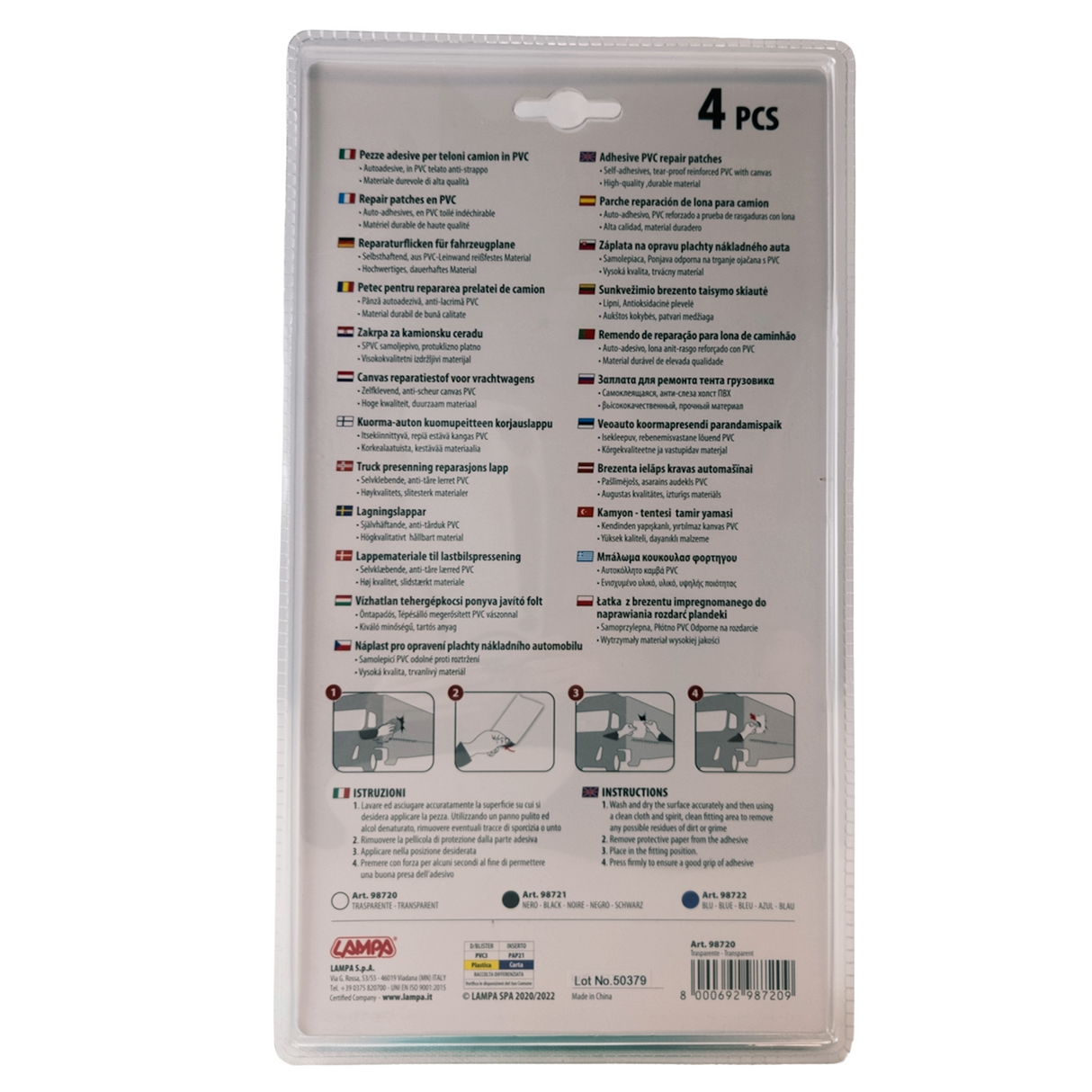 Transparent Heavy-Duty Tarp Repair Patch Set – 4 pcs