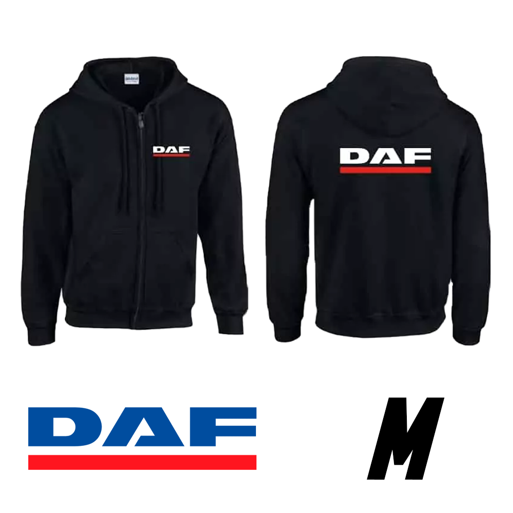 Black DAF Logo Zip-Up Hoodie
