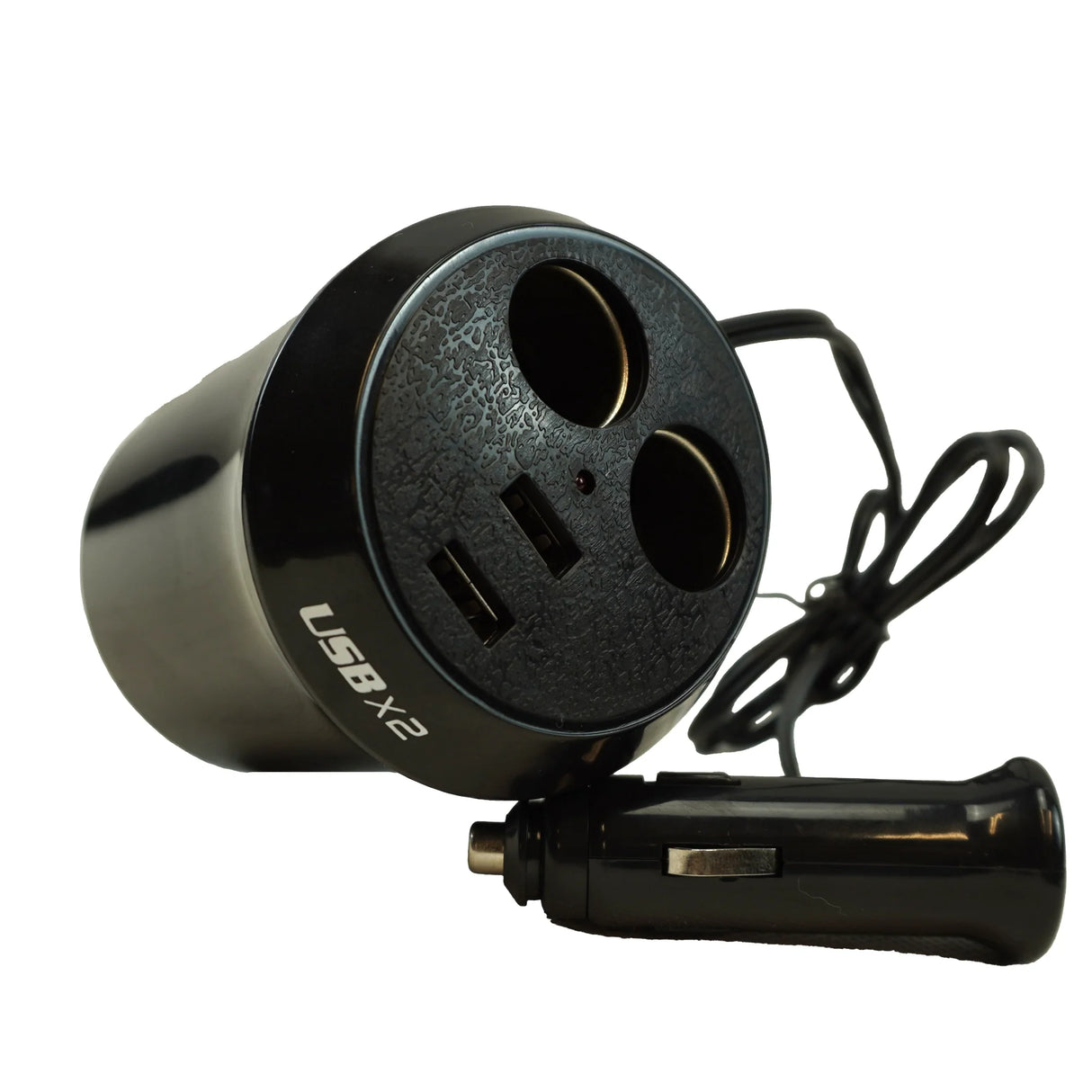 Dual Car Cigarette Lighter Splitter with 2 USB Ports for Cup Holder