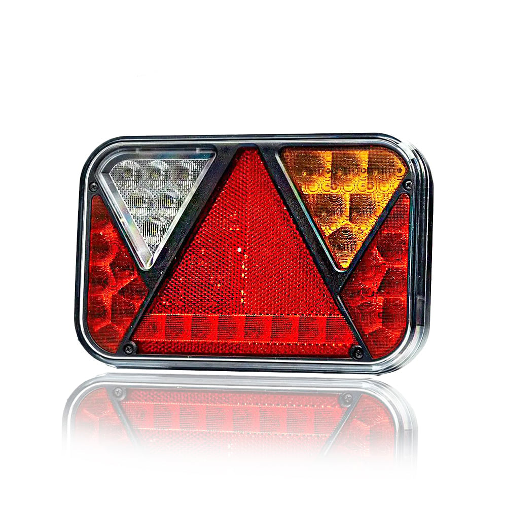 LED Rear Light with 5 Functions and Triangle Reflector, 12V
