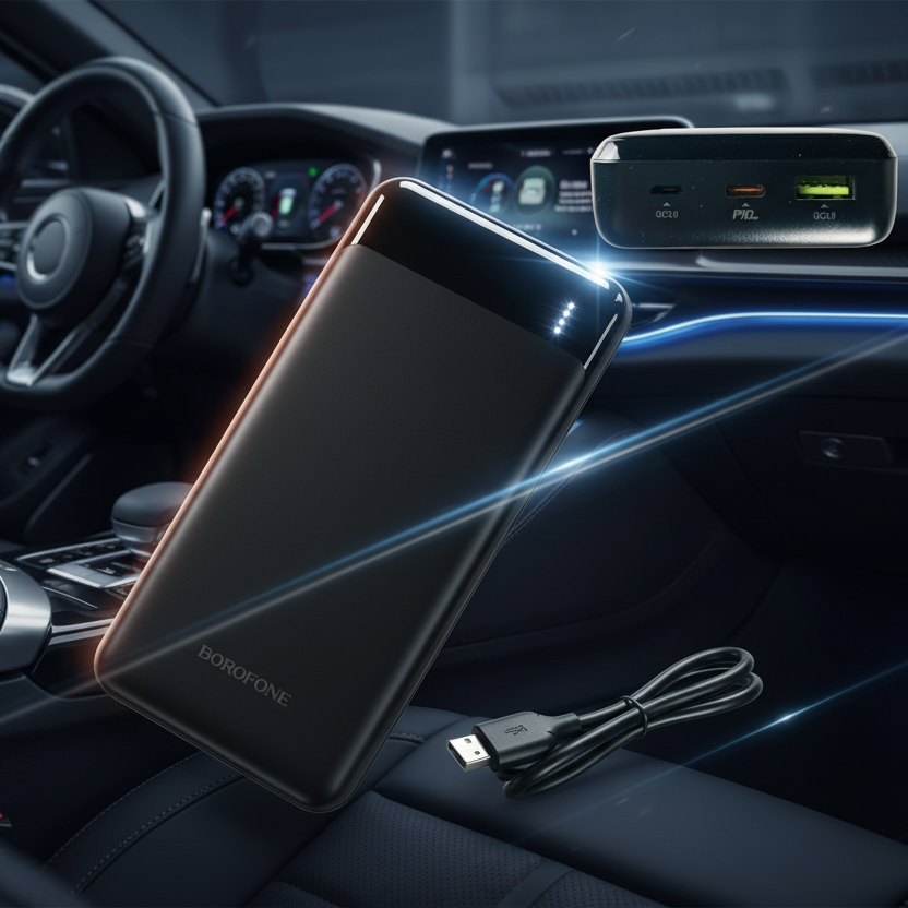 Powerbanka Borofone 20 000 mAh, rychlé nabíjení PD20W + QC 3.0, černá