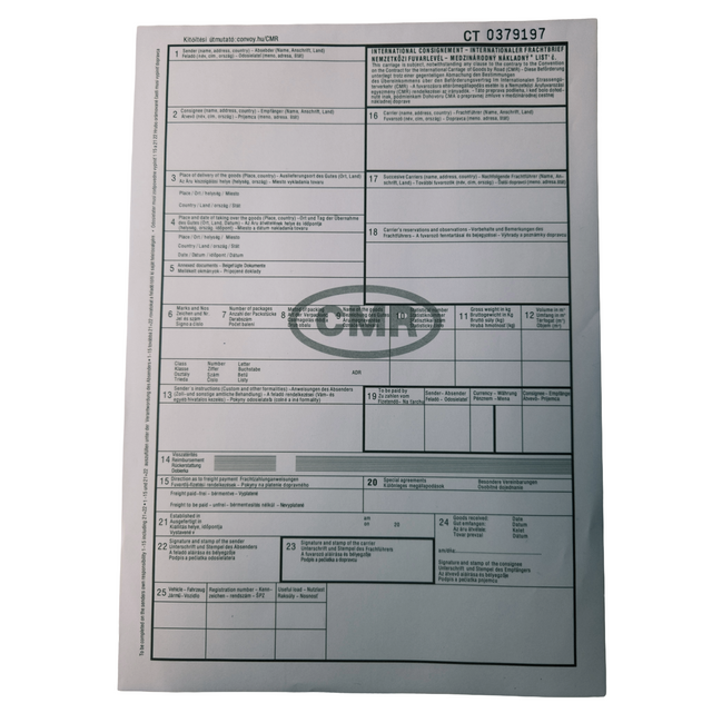 CMR Consignment Note (Numbered)