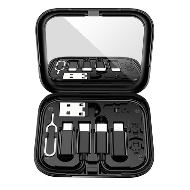 Hoco U114 6-in-1 Travel Data Cable Set with Storage Case – Black