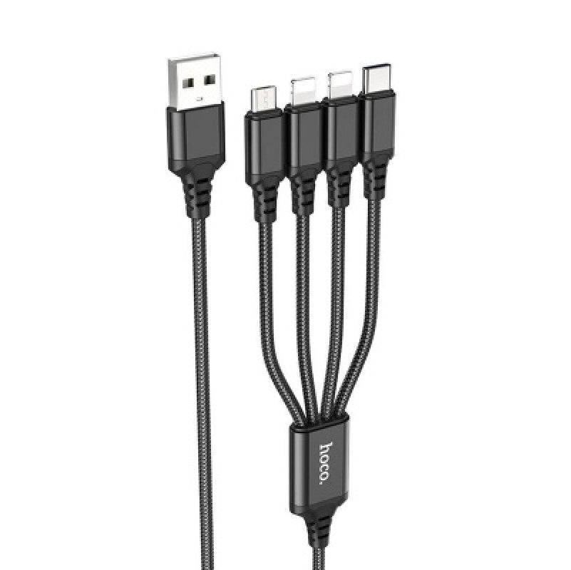 Hoco X76 4-in-1 USB Cable (Lightning/Type-C/Micro USB) 1m Black