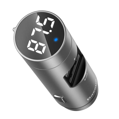 Baseus Car Charger with Bluetooth FM Transmitter, BT 5.0 + 5V 3.1A Silver