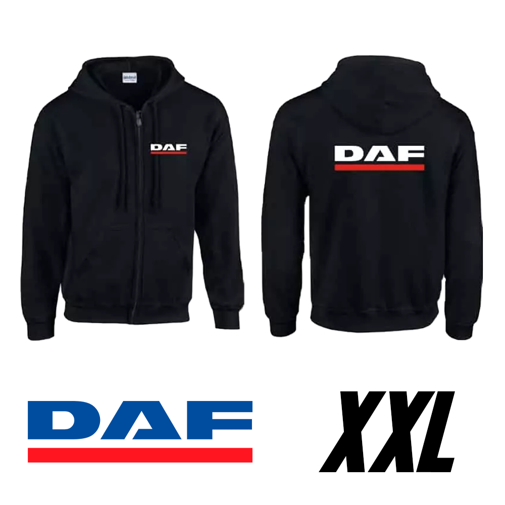 Black DAF Logo Zip-Up Hoodie