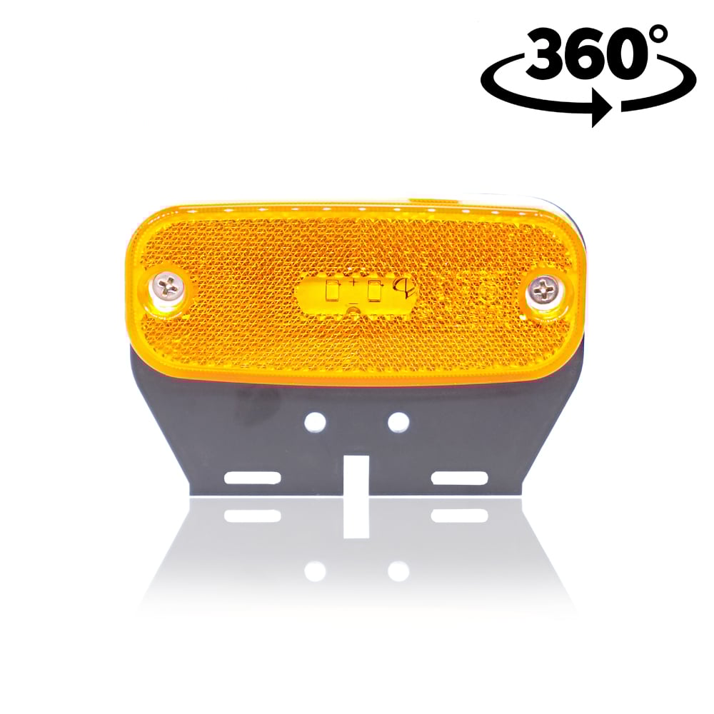 Amber LED Side Marker Lamp with Rounded Holder, 2 LEDs, 12/24V
