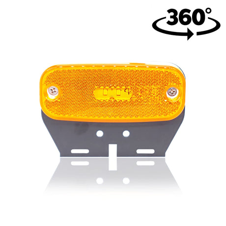 Amber LED Side Marker Lamp with Rounded Holder, 2 LEDs, 12/24V
