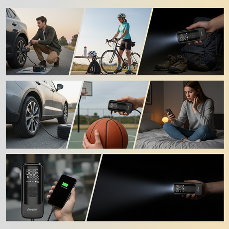 Energizer Mini Compressor Power Bank with Flashlight